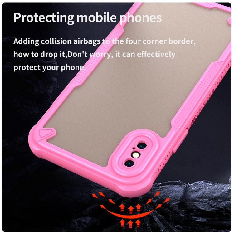 Funda híbrida TPU y PC para iPhone Xs con protección Glaseada (Rosa)