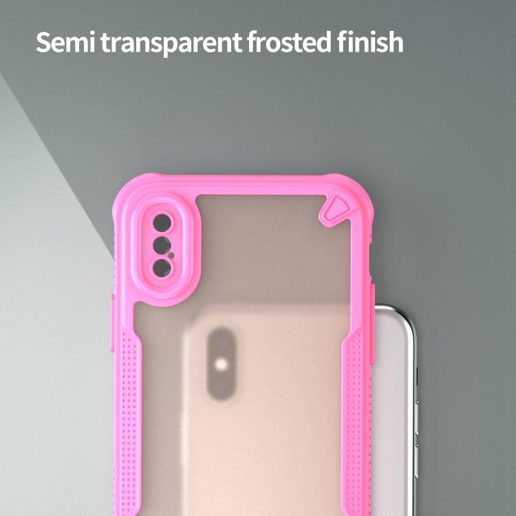 Funda híbrida TPU y PC para iPhone Xs con protección Glaseada (Rosa)