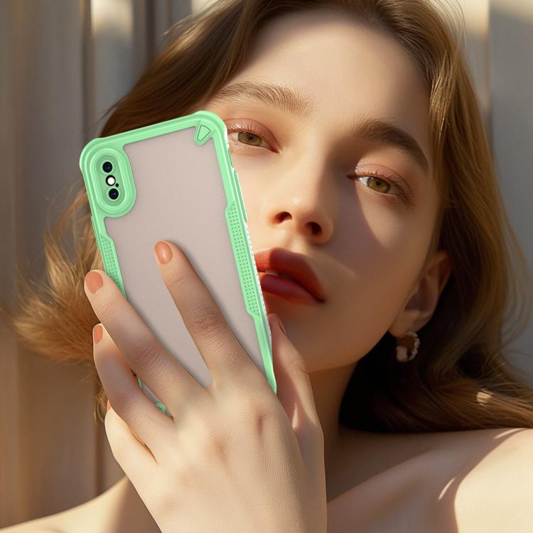 Funda híbrida TPU y PC para iPhone Xs Protección Glaseada (Verde)