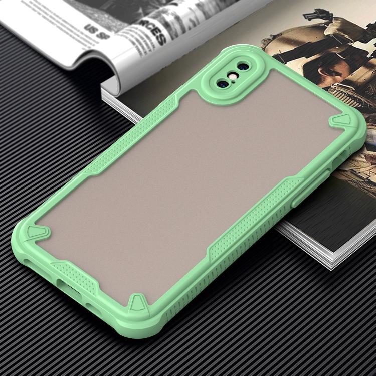 Funda híbrida TPU y PC para iPhone Xs Protección Glaseada (Verde)
