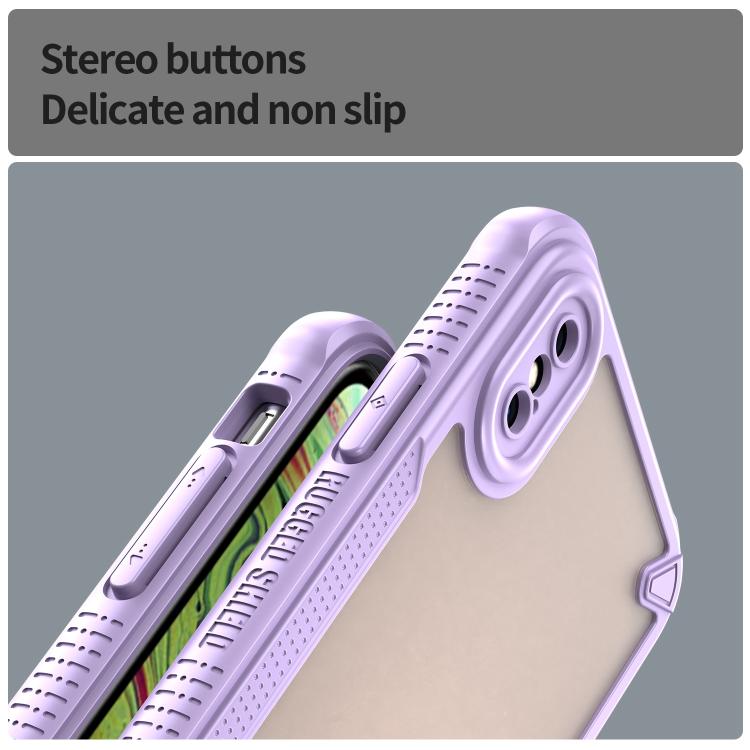 Funda Híbrida TPU y PC para iPhone Xs Protección Glaseada (Morado)