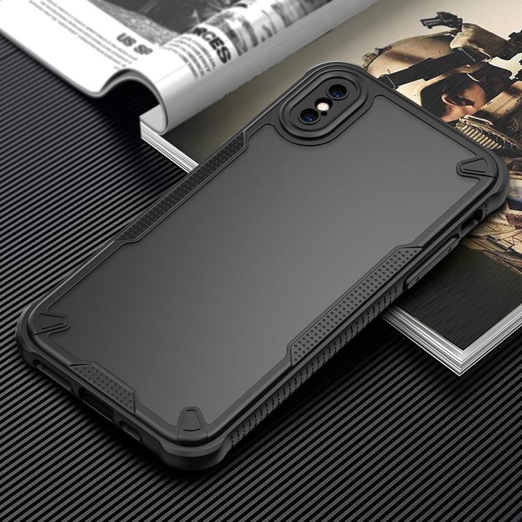 Funda híbrida TPU y PC iPhone X protección esmalte (Negro)