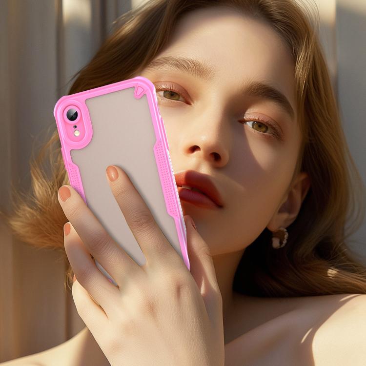 Funda híbrida TPU y PC para iPhone Xr Protección Glaseada (Rosa)