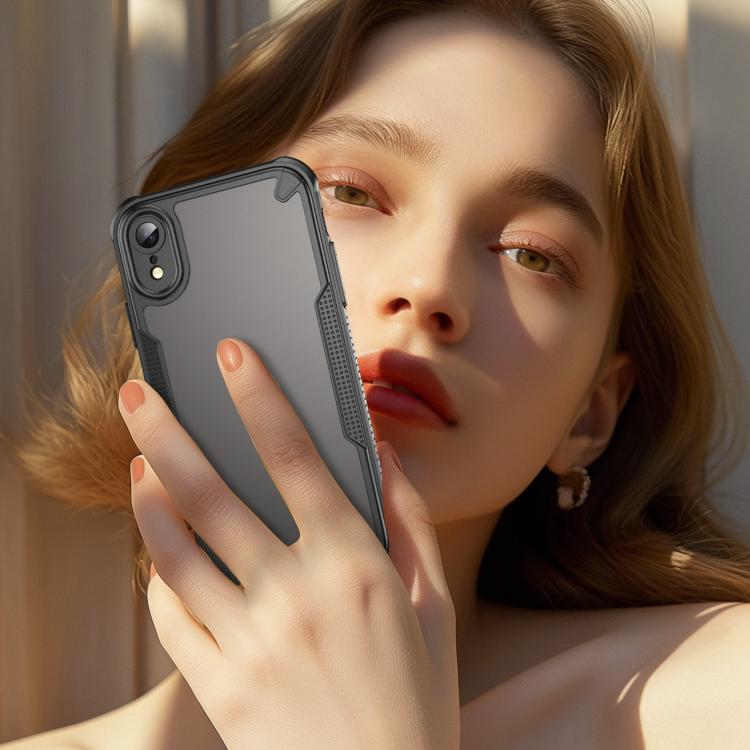 Funda híbrida TPU y PC con protección Glaseada para iPhone Xr (Negro)
