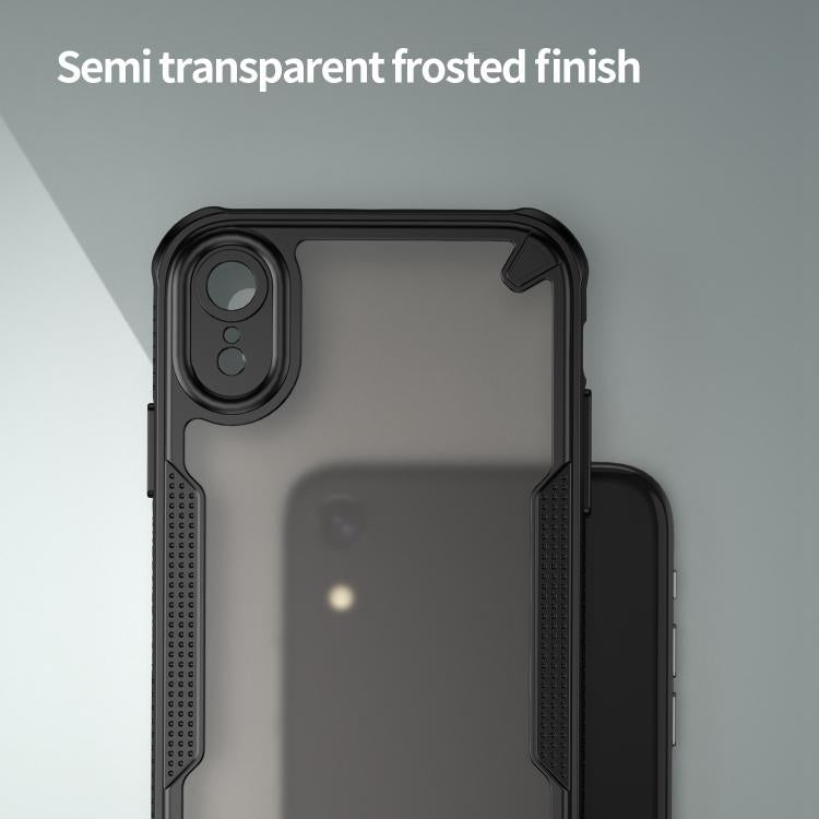 Funda híbrida TPU y PC con protección Glaseada para iPhone Xr (Negro)