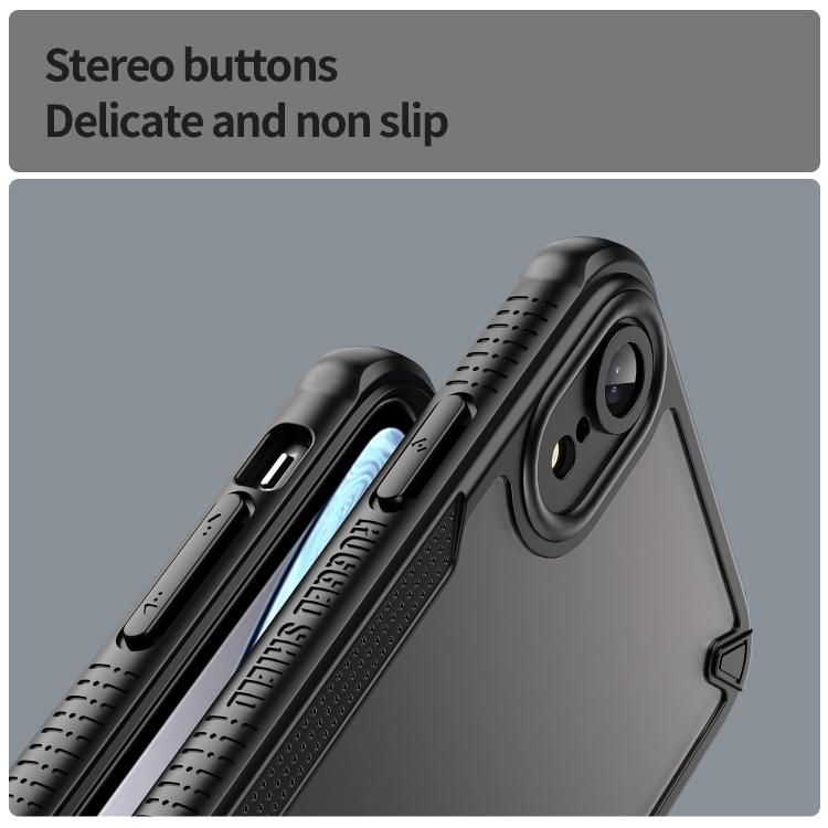 Funda híbrida TPU y PC con protección Glaseada para iPhone Xr (Negro)