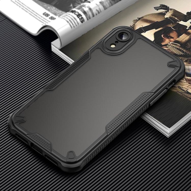 Funda híbrida TPU y PC con protección Glaseada para iPhone Xr (Negro)