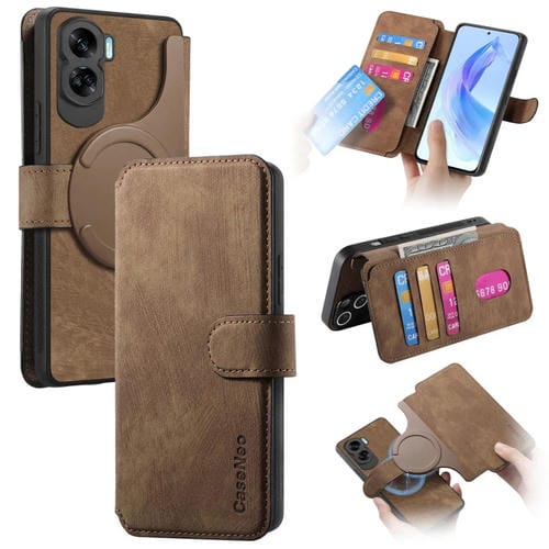 Funda For Honor 90 Lite Caseneo Magsafe Rfid Cuero Retro Antirrobo (Marrón)