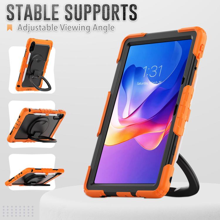 Funda híbrida de silicona tipo D para Xiaomi Redmi Pad 2, con asa y soporte (naranja)
