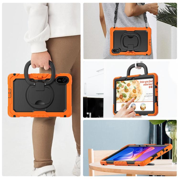 Funda híbrida de silicona tipo D para Xiaomi Redmi Pad 2, con asa y soporte (naranja)