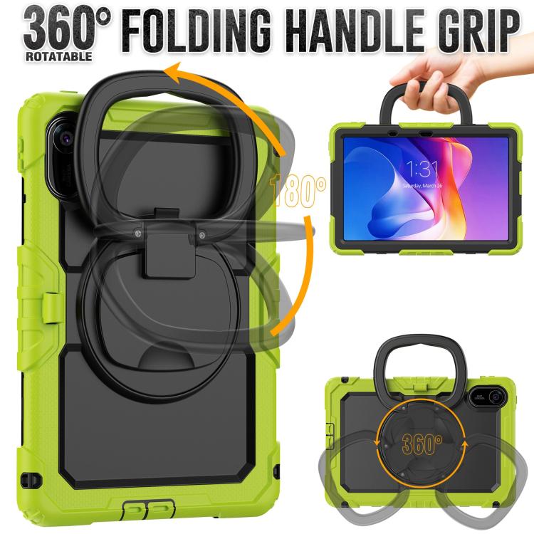 Funda híbrida de silicona tipo D para Xiaomi Redmi Pad 2, con asa y soporte (amarillo y verde)