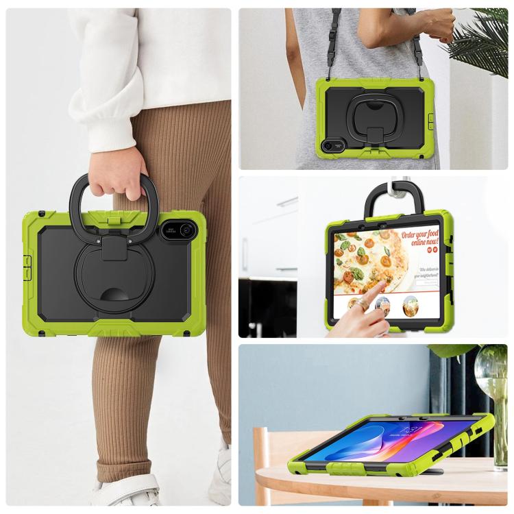 Funda híbrida de silicona tipo D para Xiaomi Redmi Pad 2, con asa y soporte (amarillo y verde)