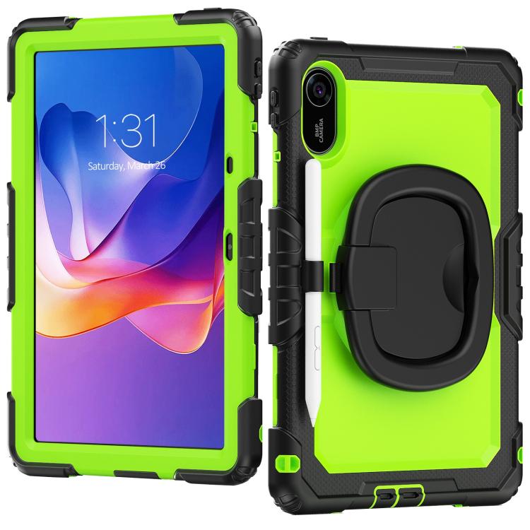 Funda híbrida de silicona tipo D para Xiaomi Redmi Pad 2, con asa y soporte (PC amarillo-verde)