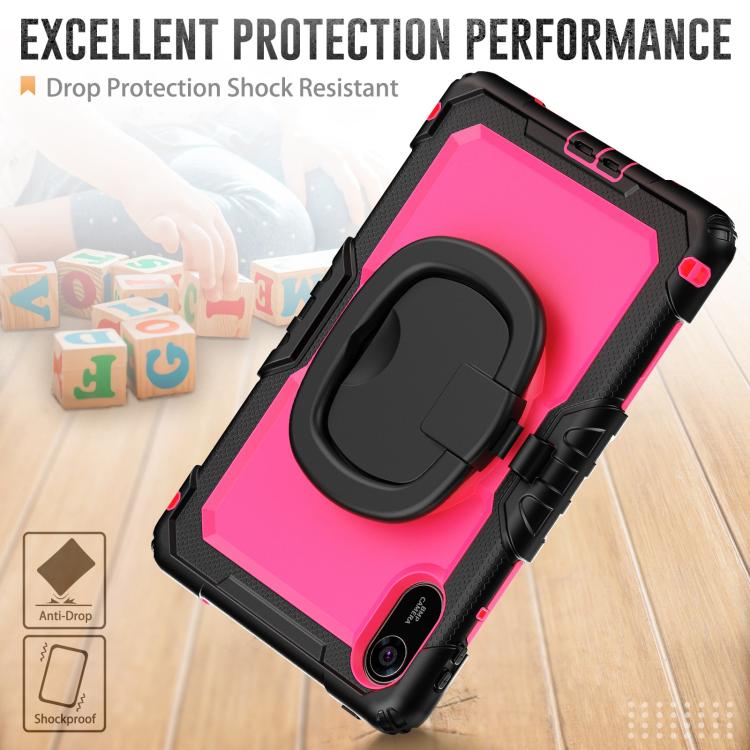 Funda híbrida de silicona tipo D para Xiaomi Redmi Pad 2, con asa y soporte (PC rosa y rojo)