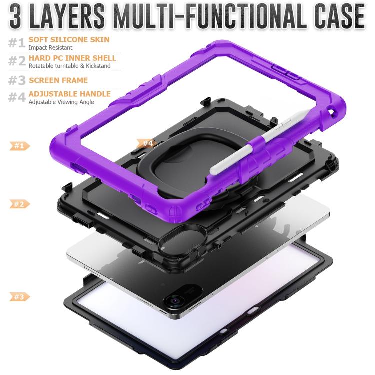 Funda híbrida de silicona tipo D para Xiaomi Redmi Pad 2, con asa y soporte (morado)