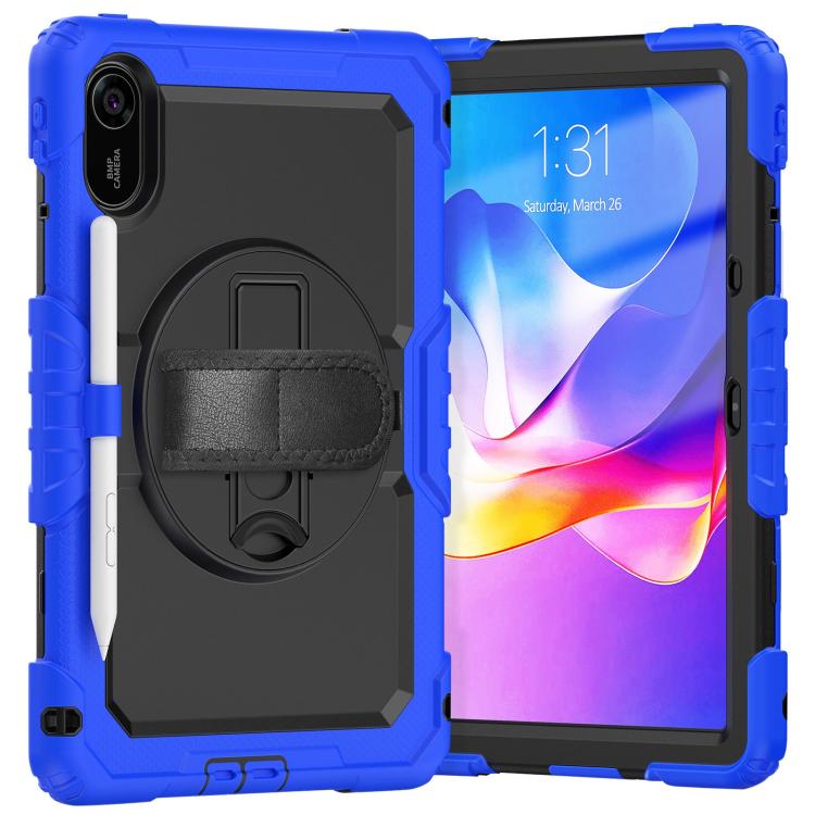 Funda híbrida de silicona para tableta Xiaomi Redmi Pad 2 con soporte giratorio y correa para el hombro (azul oscuro y negro)