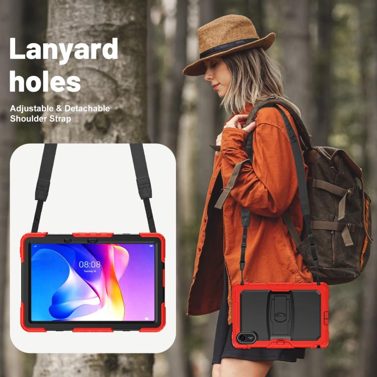 Funda de silicona hídrica para tableta Xiaomi Redmi Pad 2 11 2025 con correa para el hombro y soporte (roja)