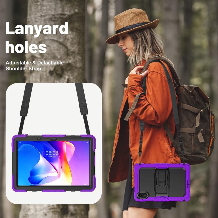 Funda de silicona hídrica para Xiaomi Redmi Pad 2 11 2025 con correa para el hombro y soporte (morado)