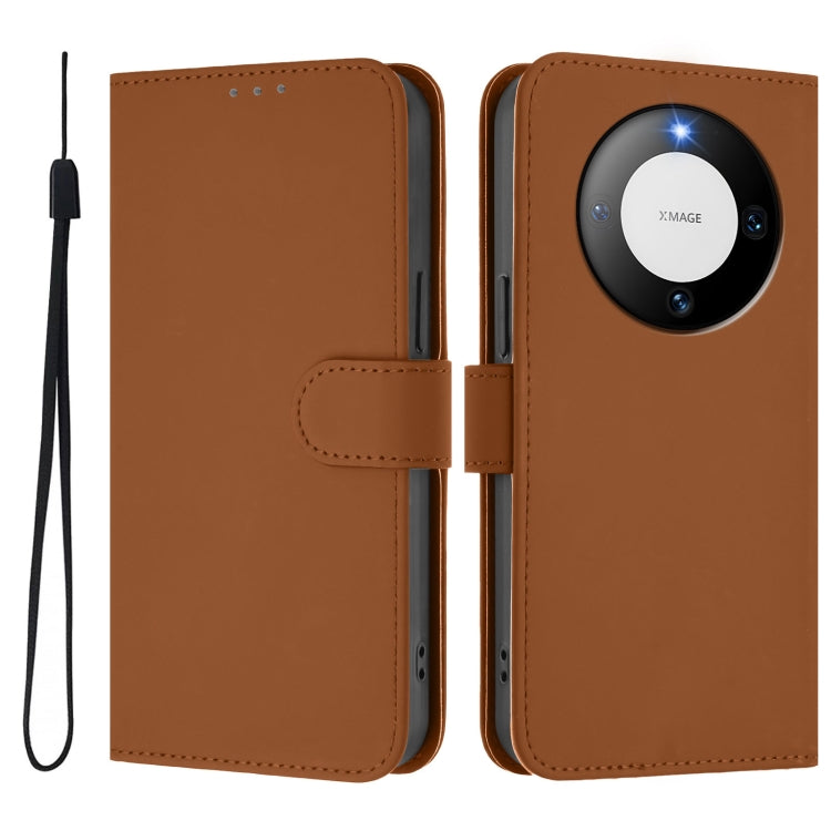 Funda de Piel Sintética con Cordón para Huawei Mate 60 con Tacto de Piel (Marrón)