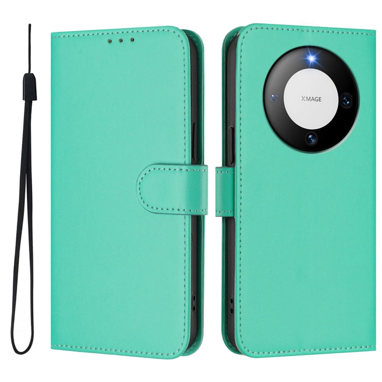 Funda de Piel Sintética con Cordón para Huawei Mate 60 con Tacto de Piel (Verde)