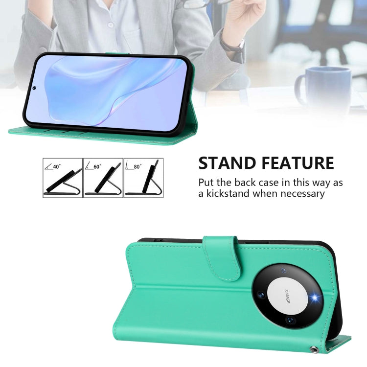Funda de Piel Sintética con Cordón para Huawei Mate 60 con Tacto de Piel (Verde)