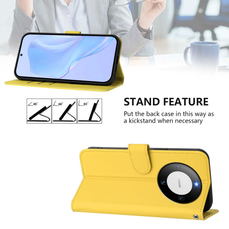 Funda de Piel Sintética con Cordón para Huawei Mate 60 con Tacto de Piel (Amarillo Limón)