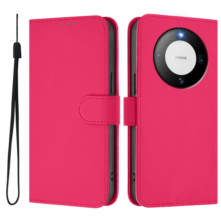 Funda de Piel Sintética con Cordón para Huawei Mate 60 con Tacto de Piel (Rosa y Rojo)