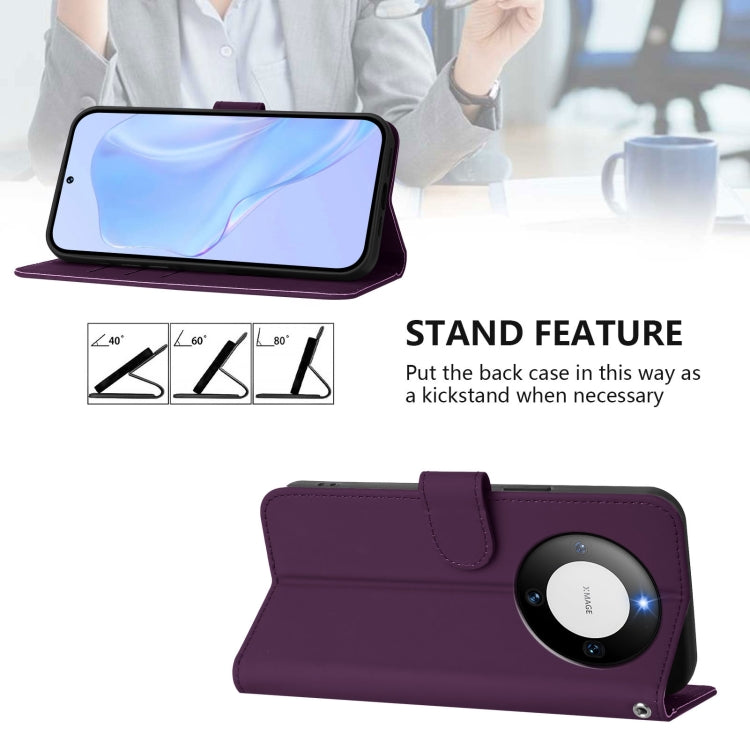 Funda de Piel Sintética con Cordón para Huawei Mate 60 con Tacto de Piel (Violeta)