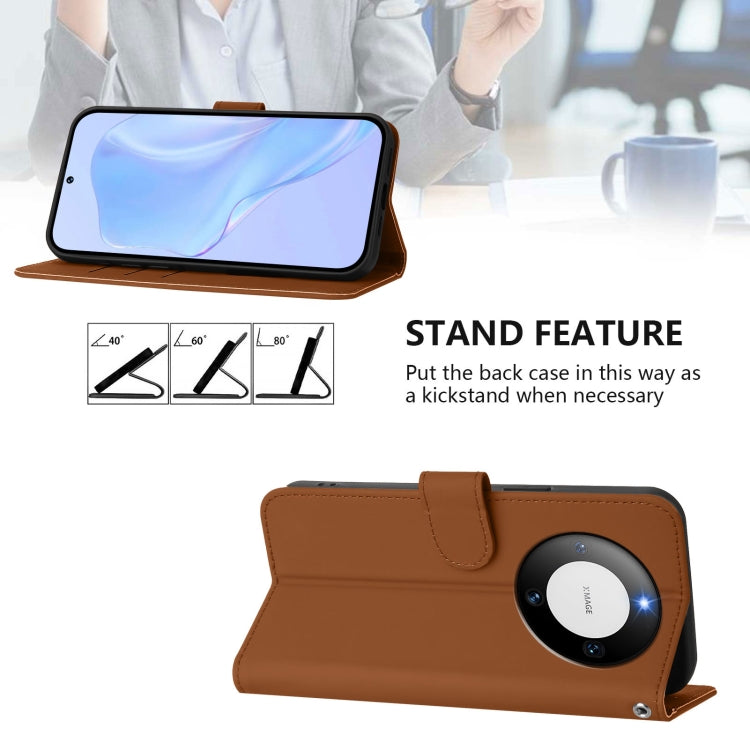 Funda de Cuero con Cordón para Huawei Mate 60 Pro y 60 Pro+ con Tacto de Piel (Marrón)