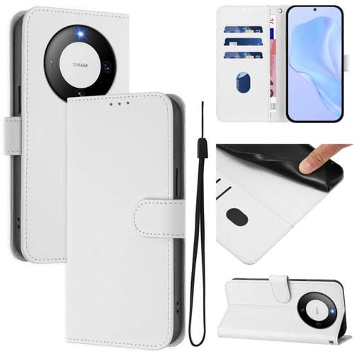Funda de Piel Sintética con Cordón para Huawei Mate 60 Pro/60 Pro+ (Blanco)