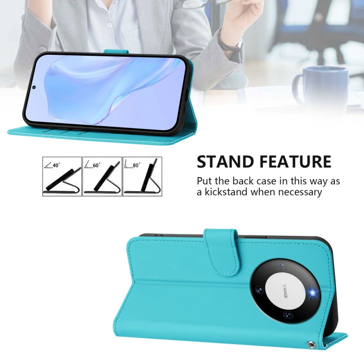 Funda de Piel Sintética con Cordón para Huawei Mate 60 Pro/60 Pro+ (Azul Lago)