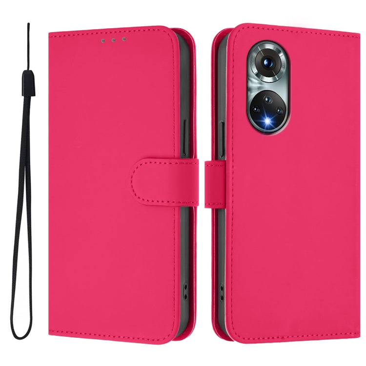 Funda de Piel con Cordón para Huawei Nova 9 Skin Feel (Rosa Rojo)