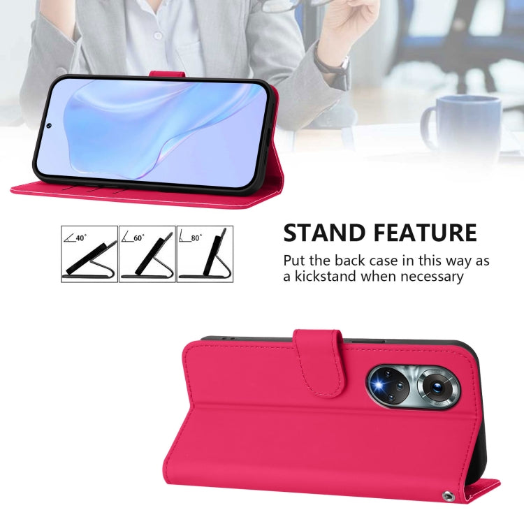 Funda de Piel con Cordón para Huawei Nova 9 Skin Feel (Rosa Rojo)