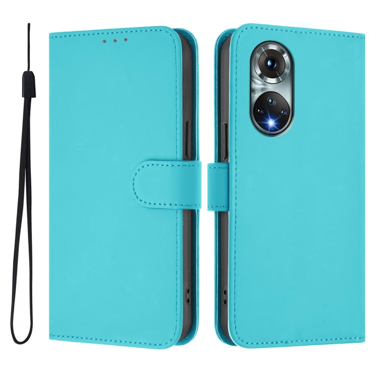 Funda de Piel con Cordón para Huawei Nova 9 Skin Feel (Azul Lago)