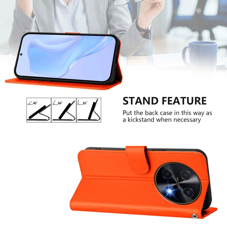 Funda de Piel con Cordón para Huawei Nova 12I 4G con Acabado Liso (Naranja)