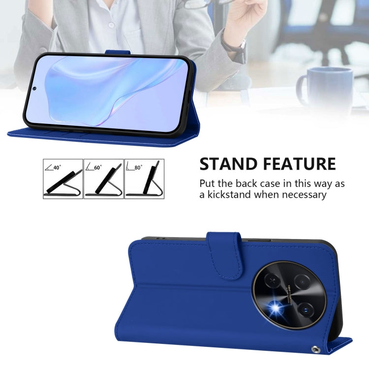 Funda de Piel con Textura para Huawei Nova 12I 4G con Cordón (Azul Oscuro)