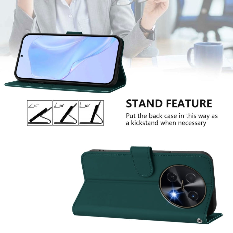 Funda de Piel Sintética con Cordón para Huawei Nova 12I 4G con Tacto de Piel (Verde Oscuro)