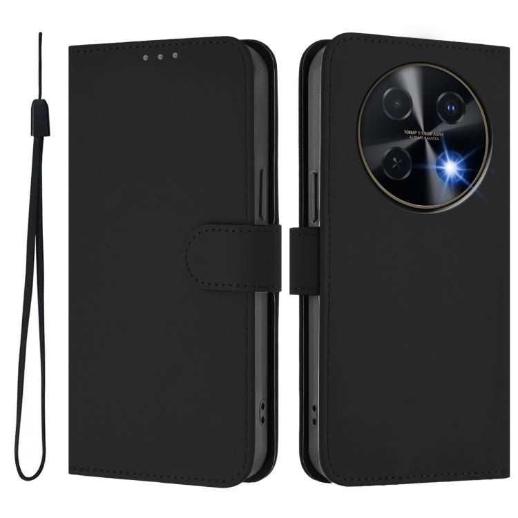 Funda de Piel Sintética con Cordón para Huawei Nova 12I 4G con Tacto de Piel (Negro)