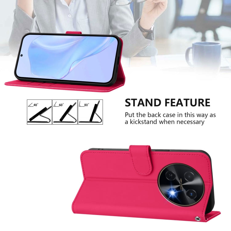 Funda de Piel para Huawei Nova 12I 4G con Cordón (Rosa Rojo)