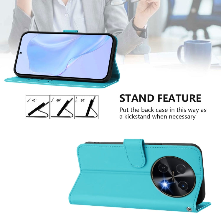 Funda de Piel Sintética con Cordón para Huawei Nova 12I 4G con Tacto de Piel (Azul Lago)