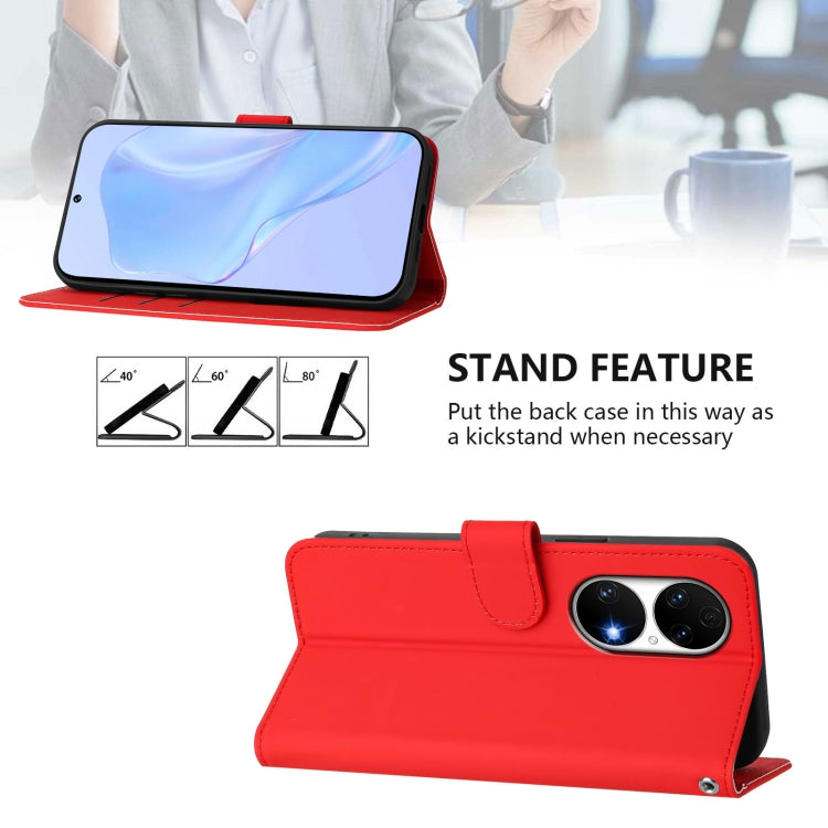 Funda de Piel con Cordón para Huawei P50 Skin Feel (Rojo)