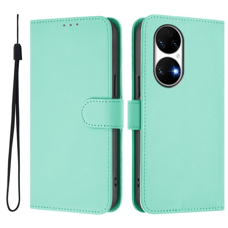Funda de Piel con Cordón para Huawei P50 Skin Feel (Verde Menta)