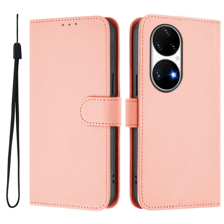 Funda de Piel Sintética con Cordón para Huawei P50 Pro (Rosa)