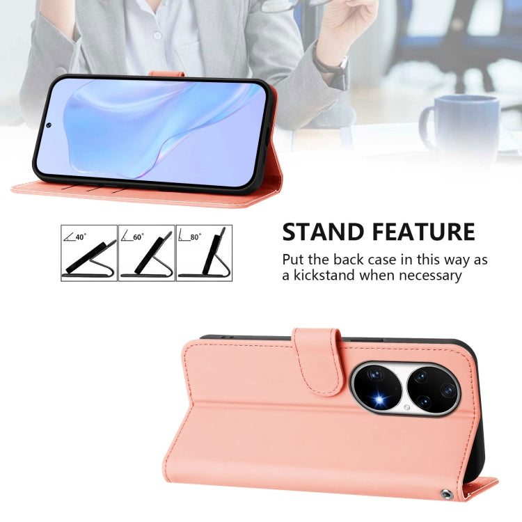 Funda de Piel Sintética con Cordón para Huawei P50 Pro (Rosa)