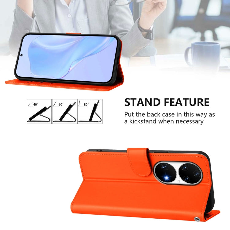 Funda de Piel Sintética con Cordón para Huawei P50 Pro (Naranja)