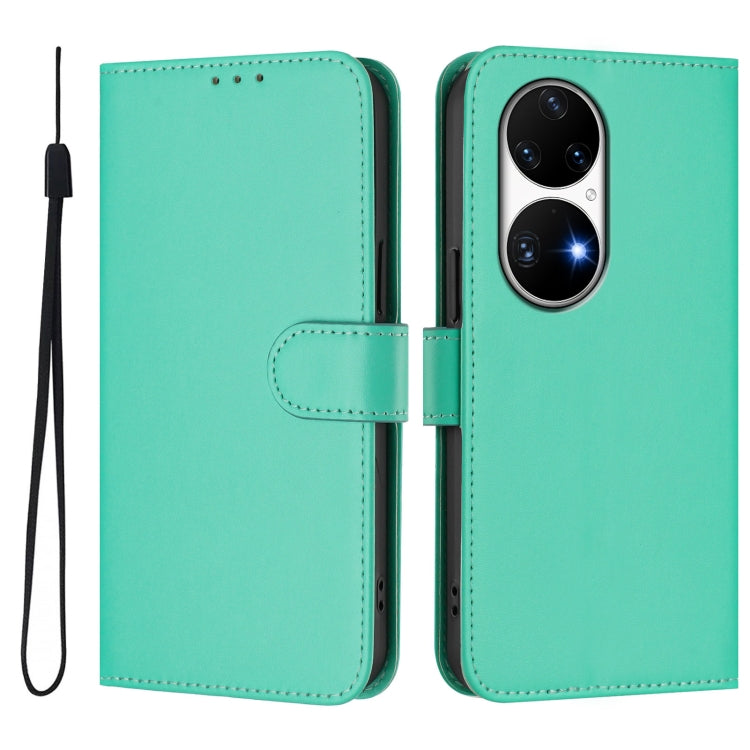 Funda de Piel Sintética con Cordón para Huawei P50 Pro (Verde)