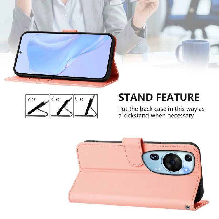 Funda de Piel Sintética con Diseño Artístico y Cordón para Huawei P60 (Rosa)