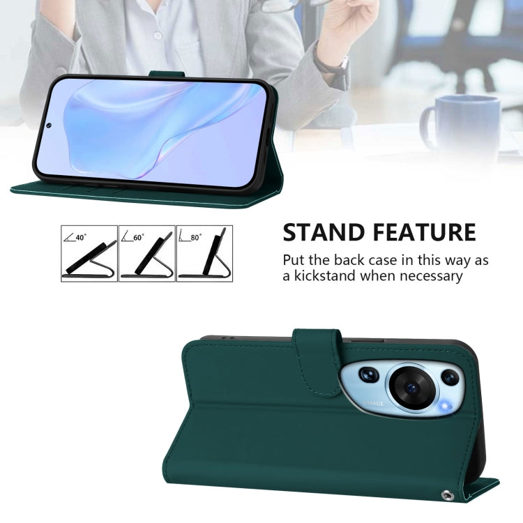 Funda de Piel Sintética con Diseño Artístico y Cordón para Huawei P60 (Verde Oscuro)