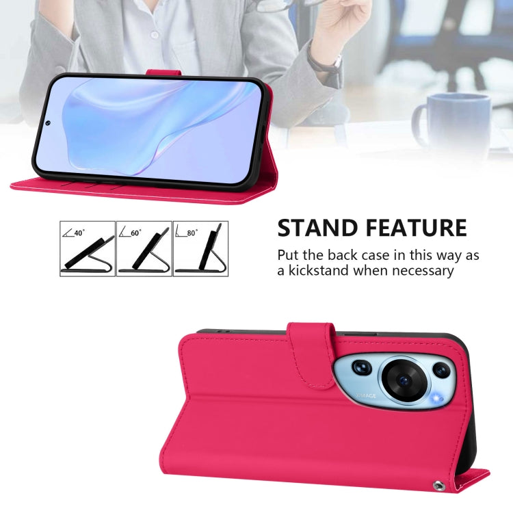 Funda de Cuero con Cordón para Huawei P60 Art Skin Feel (Rosa Rojo)