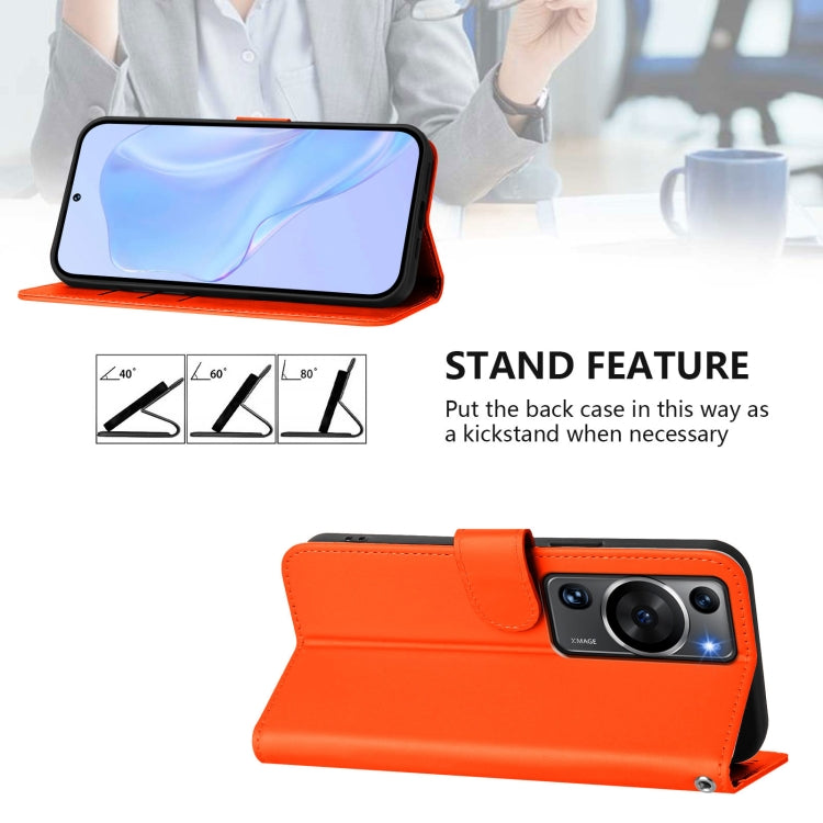 Funda de Piel Sintética con Cordón para Huawei P60/P60 Pro (Naranja)